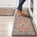 Boho Kitchen Mats for Floor 2 Piece Set Anti Fatigue Cushioned PVC Kitchen Rugs by tubeamin