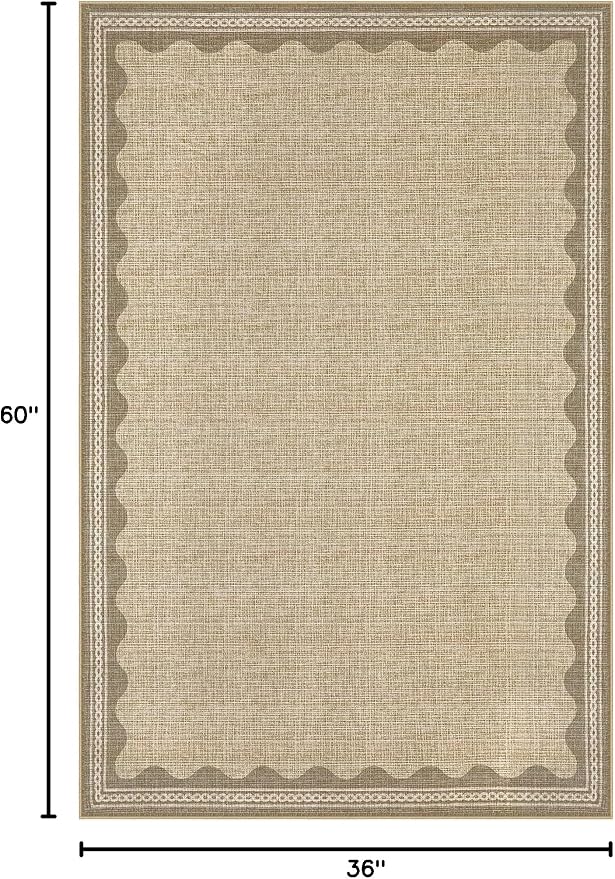 GarveeHome Scalloped 3x5 Rug Washable Non-Slip Low-Pile Indoor Rugs - Image 2