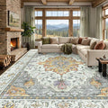 RELEANY Area Rugs Large 10'x12' Washable Non-Slip, Floral Vintage Distress by RELEANY