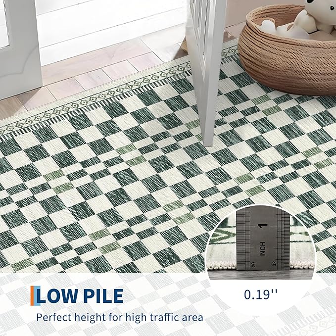 GarveeHome 5x7 Washable Rug for Living Room Contemporary Sage Green Geometric - Image 4