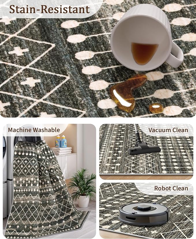 3x5 Washable Rug Moroccan Small Entryway Rug Non Slip Indoor Floor Carpet - Image 4