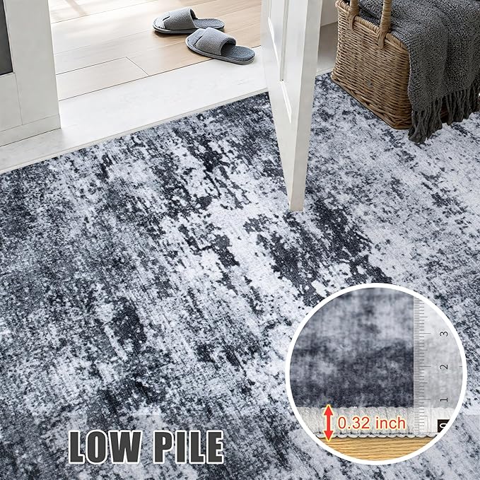 8x8 Area Rug Living Room Rug: Washable Modern Abstract Soft Thin Rug Indoor - Image 7