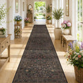 Hazo Haus Dark Brown Boho Washable 3x12 Extra Long Runner Rug by HazoHaus
