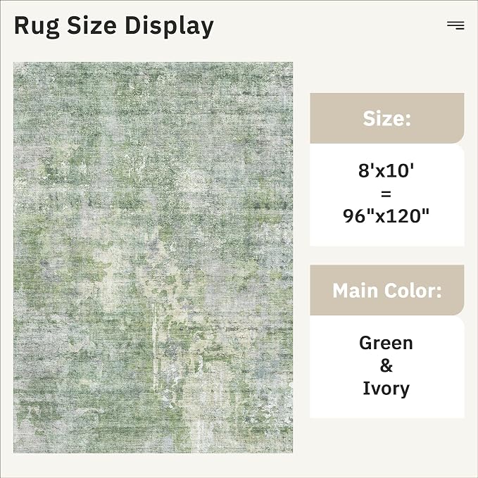 Soalmost Abstract Rug 8x10 Large Living Room Rugs Neutral Modern Washable Area - Image 5