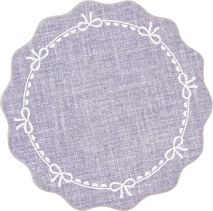GarveeHome Scalloped Bow Rug for Living Room, 4ft Round Rugs Washable Solid - Image 4
