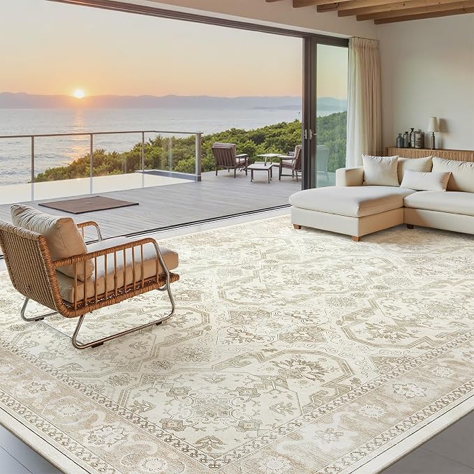 Soalmost Area Rug 10x12 Vintage Washable Living Room Large Carpet Non Slip by Soalmost