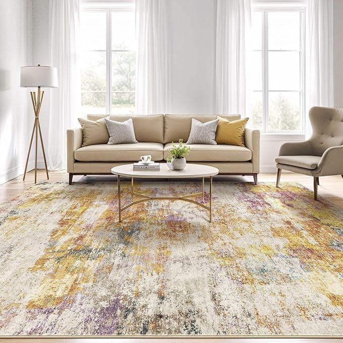 5x7 Area Rugs Living Room: Machine Washable Large Abstract Modern Soft Rug - Image 5