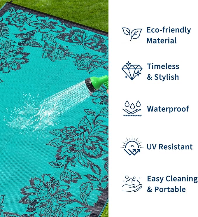 Garvee Outdoor Rugs 8’x10’ Waterproof Reversible Mats, Large Area Plastic Straw - Image 2