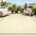 JONATHAN Y Vintage Filigree Indoor Outdoor Area Rug 5X8 Cream/Yellow, Madrid by JONATHANY