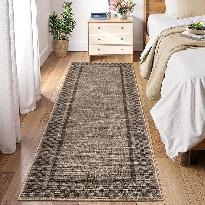 Washable Runner Rug 2x10 Modern Bordered Hallway Runner Rug Non Slip Kitchen - Image 7