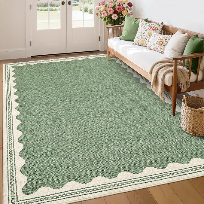 GarveeHome Scalloped Sage Green 8x10 Rug - Image 2