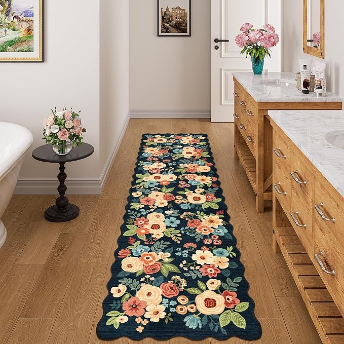 DUKINO Washable Runner Rug, 2x7 Lightweight Soft Floral Hallway Rug Runner - Image 4