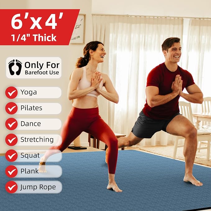 Extra Large Yoga Mat – 72"x48" or 78"x57", 1/4"–1/2" Thick Mat - Image 8