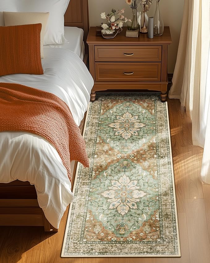 RELEANY Area Rugs Runner 2'x5' Washable Non-Slip, Floral Vintage Distress - Image 3