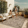 HUGEAR 5x7 Vintage Jute Outdoor Indoor Rug Washable Linen Textured Weave High by HUGEAR