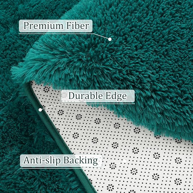 BENRON Teal Green Fluffy Rugs for Living Room Bedroom 4x6, Soft Plush Fuzzy - Image 4