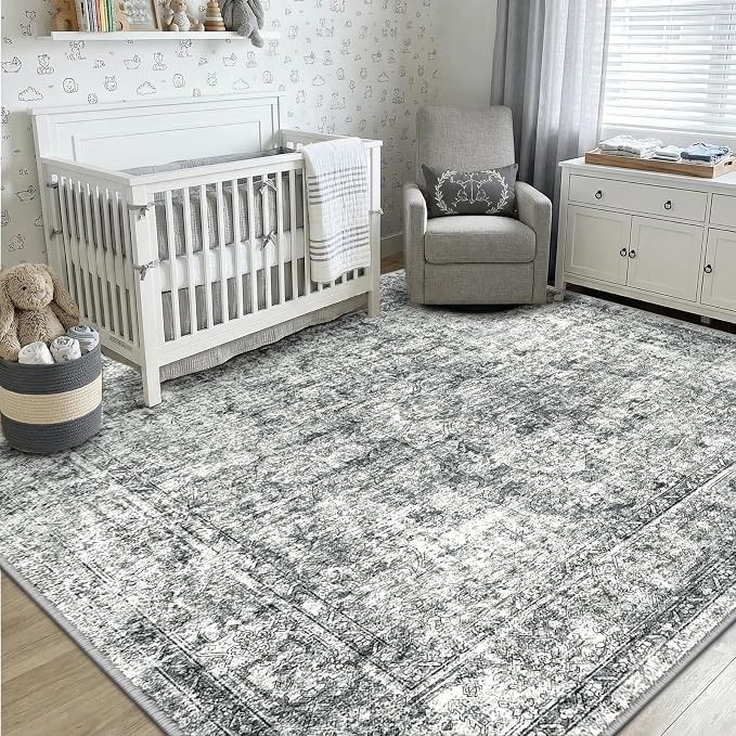 CAPALOCA Machine Washable Rugs Nursery Rug Sq6ft Cute Girl Non Slip Low Pile by CAPALOCA