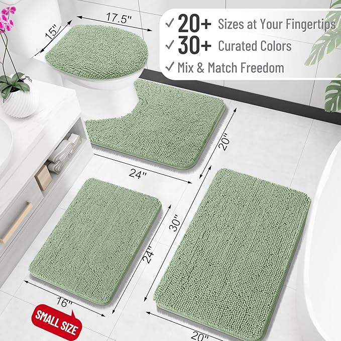 OLANLY Small Bathroom Rugs 24x16, Extra Soft Absorbent Chenille Bath Rugs - Image 2