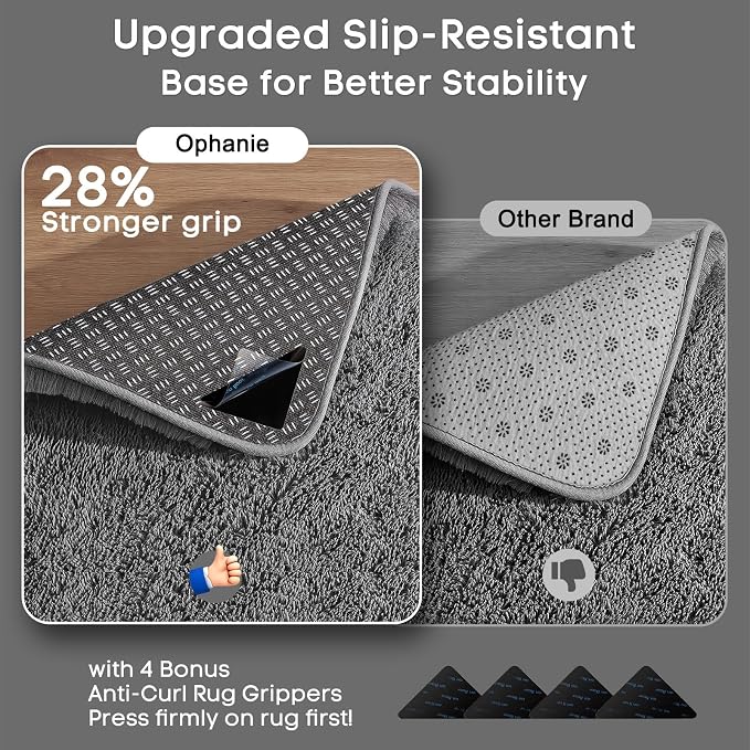 Ophanie 2x4 Small Rug Upgrade Non Slip Throw Bedside Area Rugs, Fluffy Soft - Image 4