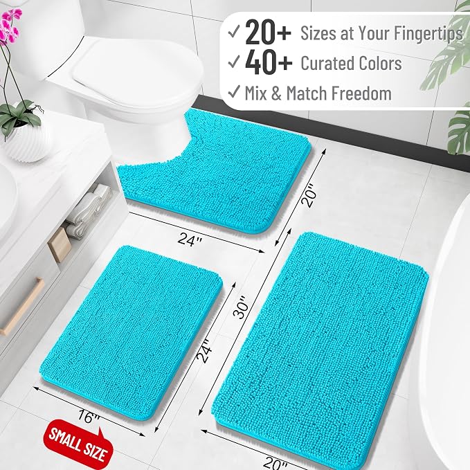 OLANLY Bathroom Runner Rugs 59x20, Soft Absorbent Chenille Bath Rugs, Rubber - Image 2