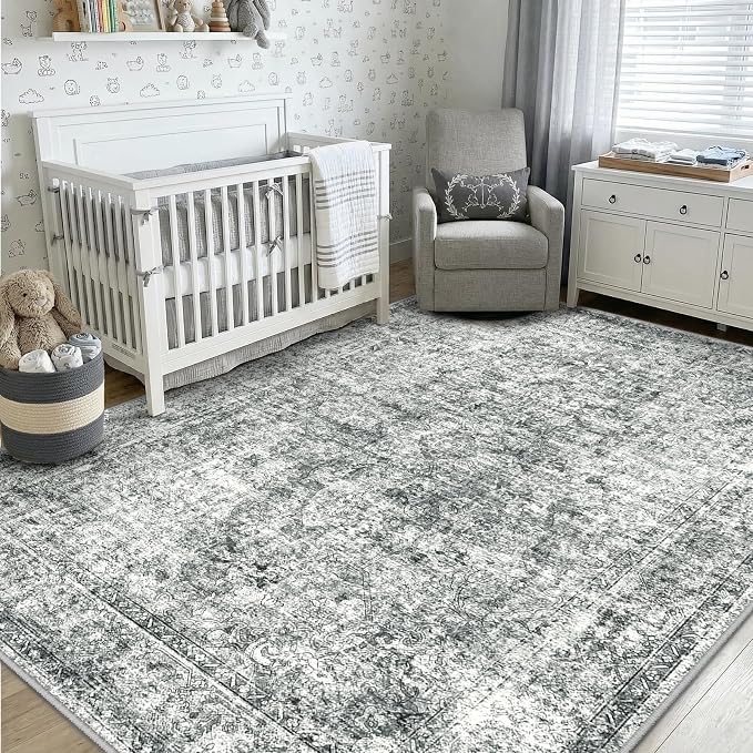 CAPALOCA Machine Washable Rugs Nursery Rug 4x6 Cute Girl Non Slip Low Pile by CAPALOCA