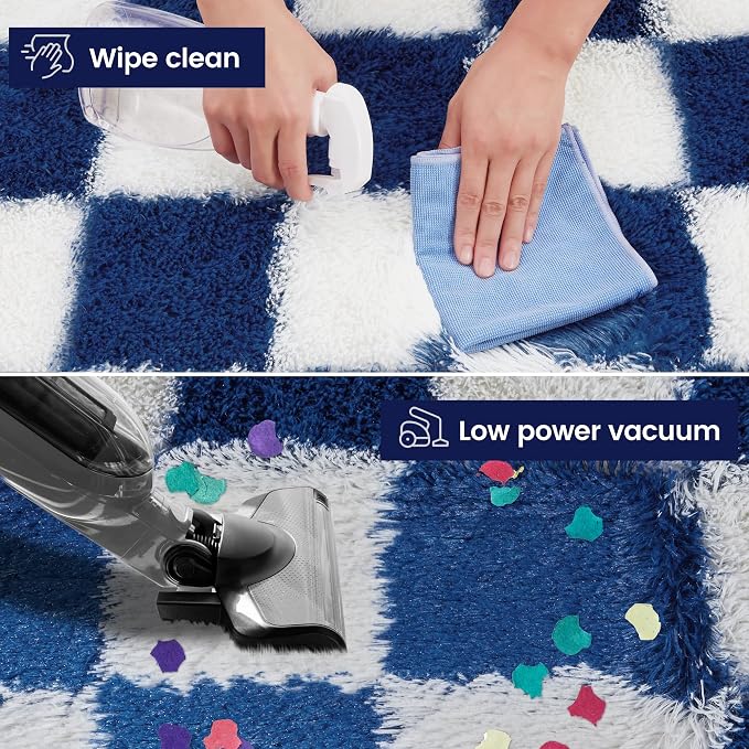Super Soft Rug for Bedroom, 8x10 ft Blue and White Area Rug Classic Checkered - Image 6