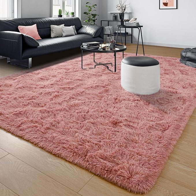 Tepook Blush Pink Area Rugs for Living Room Girls Bedroom, 8x10 Fluffy Shaggy - Image 8