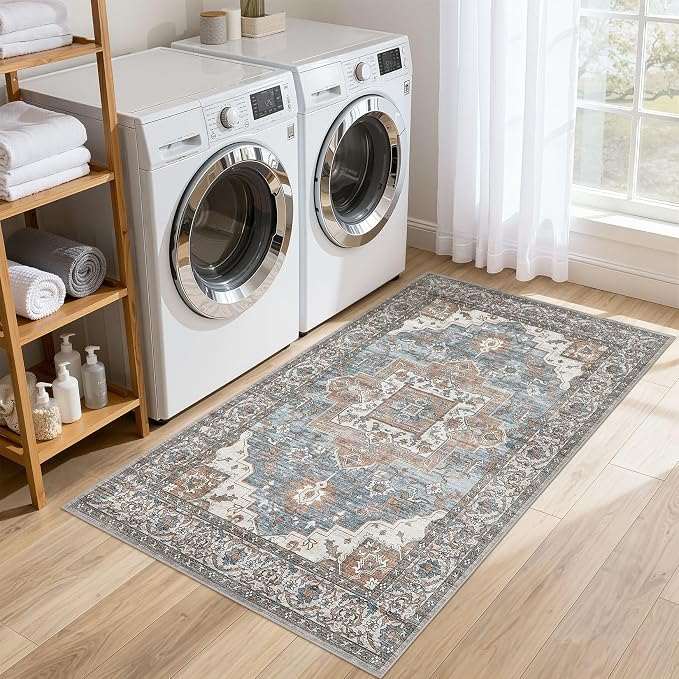 3x5 Area Rugs Living Room: Washable Vintage Rug Large Non-Slip Stain Resistant - Image 5