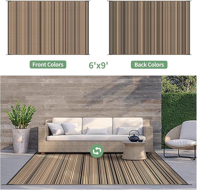GENIMO Outdoor Rug for Patio Clearance, Lightweight Waterproof RV Camping Mat - Image 4