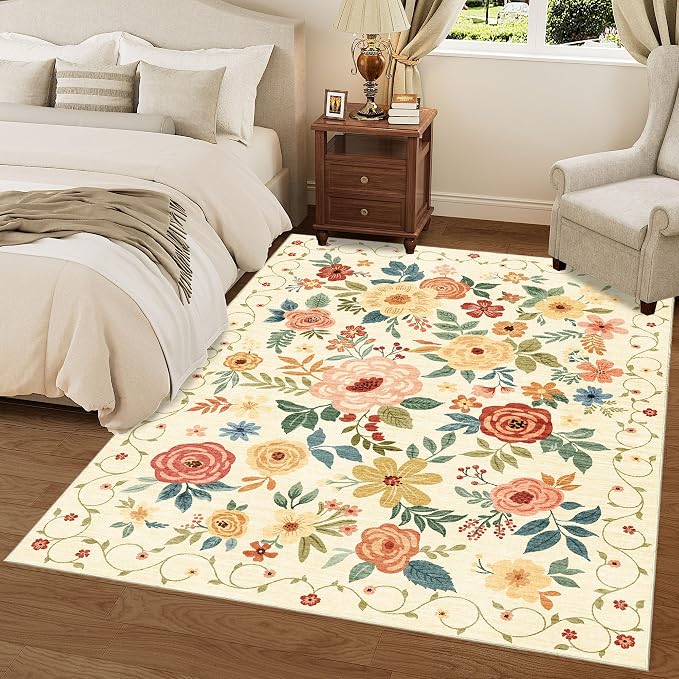 DUKINO 8x10 Area Rug, Floral Rugs - Image 9