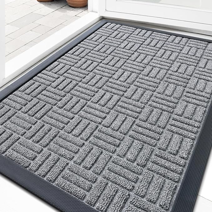OLANLY Front Door Mat Outside Entrance 29.5x17, Heavy Duty Natural Rubber by OLANLY