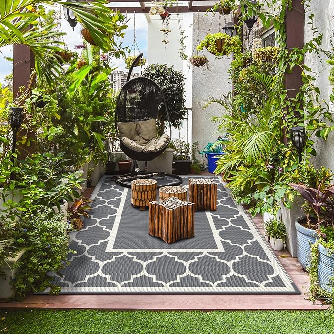 GENIMO 9 ' x 12 ' Outdoor Rug for Patio, Waterproof Indoor Outdoor Plastic - Image 3