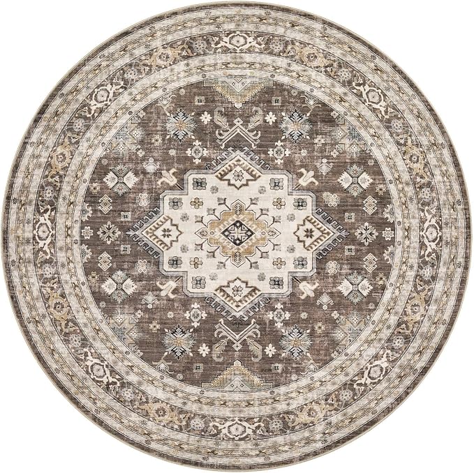 6ft Round Vintage Living Room Area Rug - Image 8