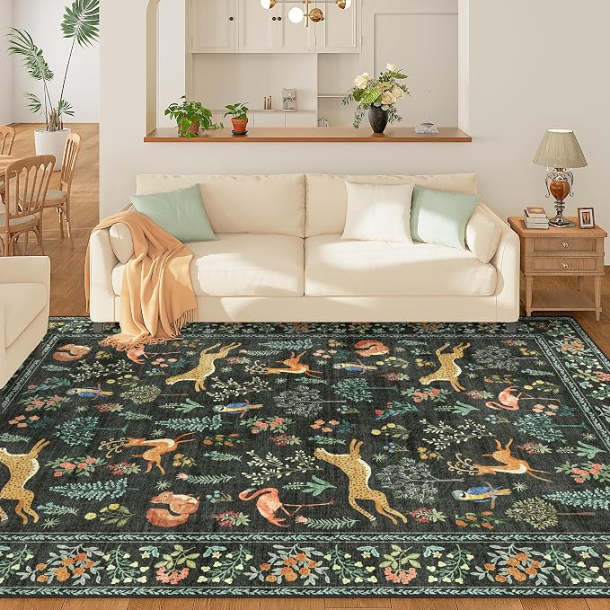 DUKINO 9x12 Rug, Washable Animal Living Room Rug - Image 3