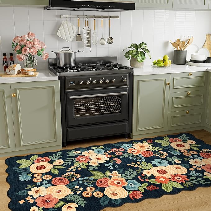 DUKINO 3x6 Washable Runner Rug, Soft Indoor Floral Non Slip Runner Rug - Image 9