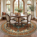 RELEANY Area Rugs Round 7ft Washable Non-Slip, Floral Vintage Distress by RELEANY