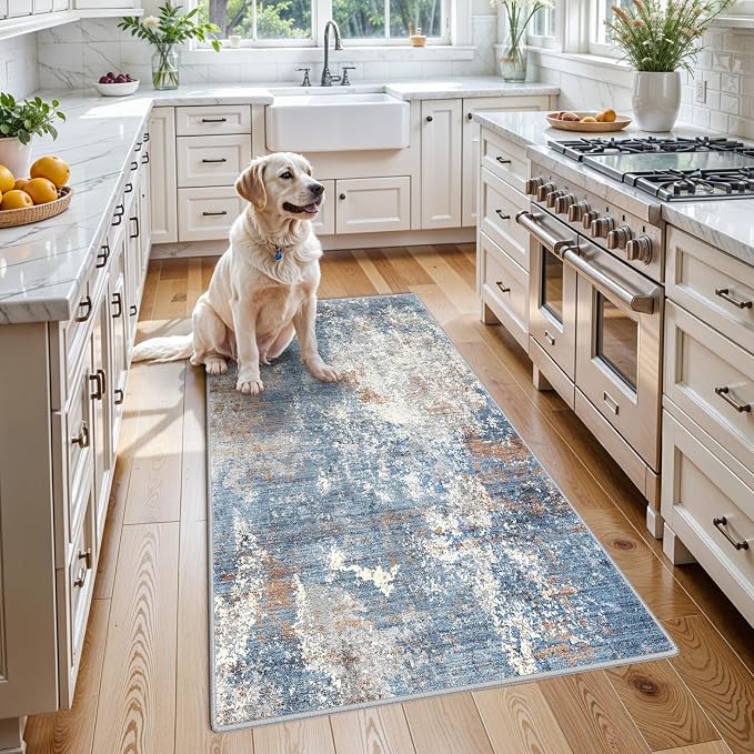 3x5 Washable Kitchen Rug – Non-Slip Rubber Backed Small Area Rug by BYYVOORugsforYourHome