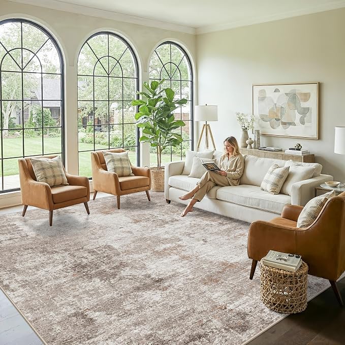 12x12ft Square Living Room Rug – Non-Slip Washable Extra Large Floor Carpet - Image 4