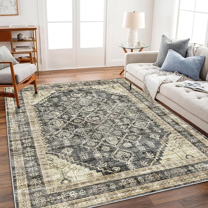 CHAMPLANT Washable Area Rug 3'x5' Vintage Traditional Floor Cover Foldable Thin by CHAMPLANT