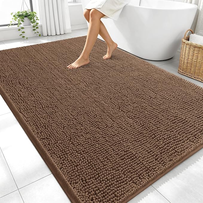 OLANLY Large Bathroom Rugs 70x46, Extra Soft Absorbent Chenille Bath Rugs by OLANLY