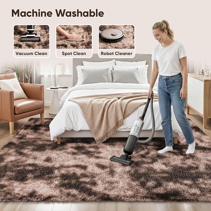 Area Rug for Living Room Bedroom: 6x9 Soft Fluffy Shag Upgrade Non-Slip High - Image 8