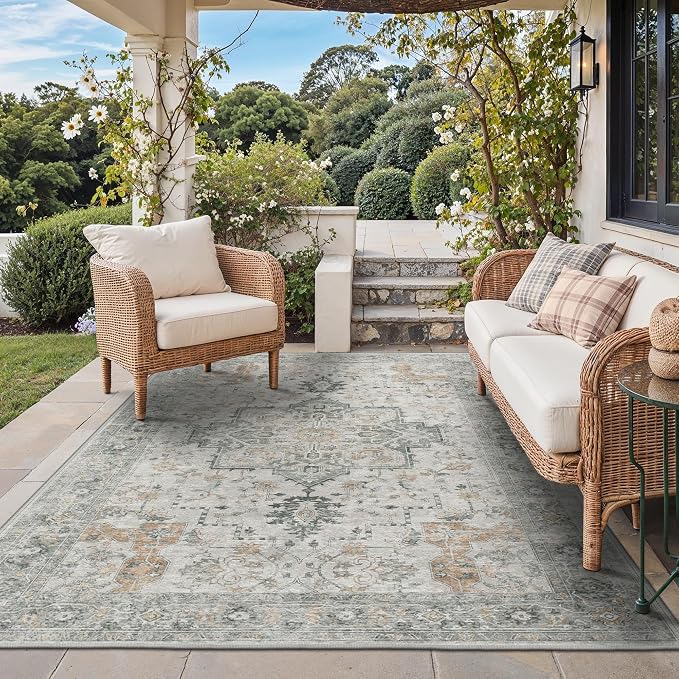 GENIMO Outdoor & Indoor Area Rug 5'x8', Waterproof, Non-Shedding, Easy Cleaning by GENIMO