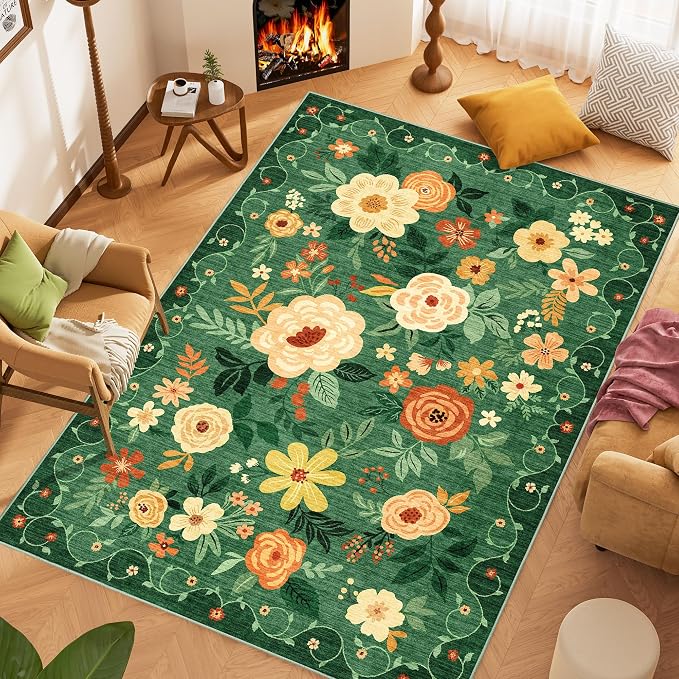 DUKINO 5x7 Area Rug, Floral Rugs - Image 3