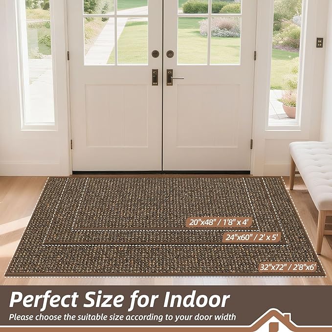 BEQHAUSE Dirt Trapper Door Mat 20" x 48", Non-Slip Washable Doormats Entrance - Image 2