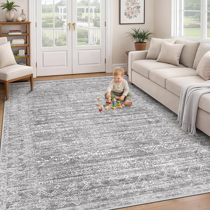 Washable Rug 6x9 Area Rugs: Modern Geometric Rugs by XLUEZ