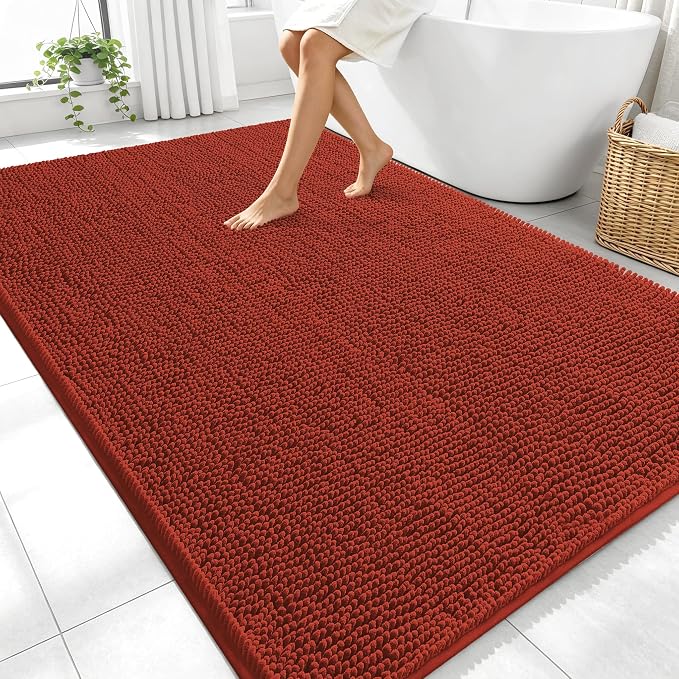 OLANLY Large Bathroom Rugs 70x46, Soft Absorbent Chenille Bath Rugs, Rubber by OLANLY