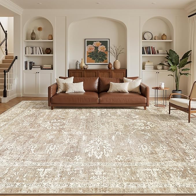 Madane 8x10 Area Rugs for Living Room, Machine Washable Vintage Neutral Rug - Image 2