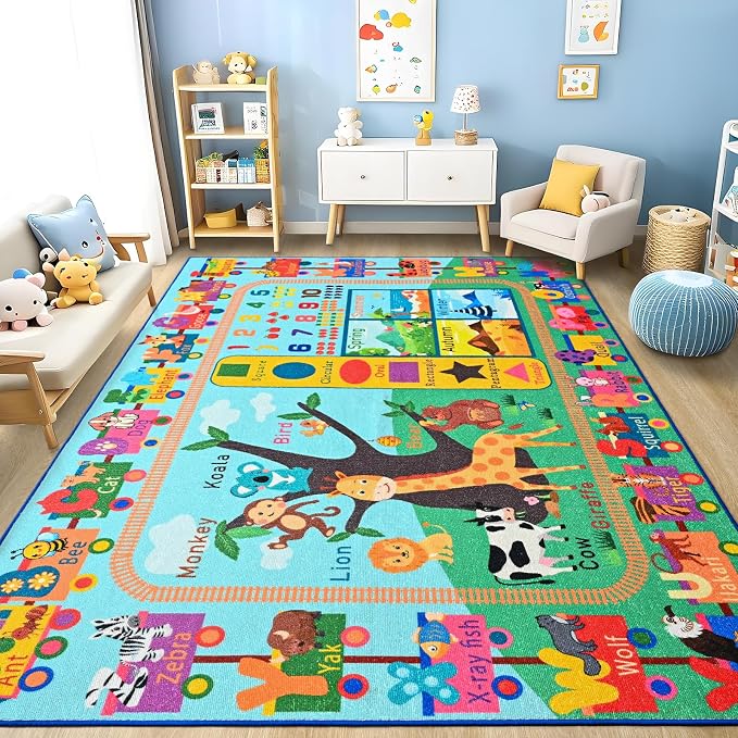Kids Rug for Playroom, 5x7 ABC Educational Carpet for Classroom, Fun Alphabet - Image 3