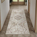 2x5 Washable Neutral Runner Rug Brown Vintage Hallway Kitchen Carpet Non-Slip by WondRg