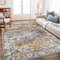 CHAMPLANT Area Rug 8x10 Washable Rug Taupe Vintage Traditional Mat Distressed by CHAMPLANT